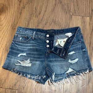 Lucky Brand Distressed Frayed Denim Shorts - Indigo
